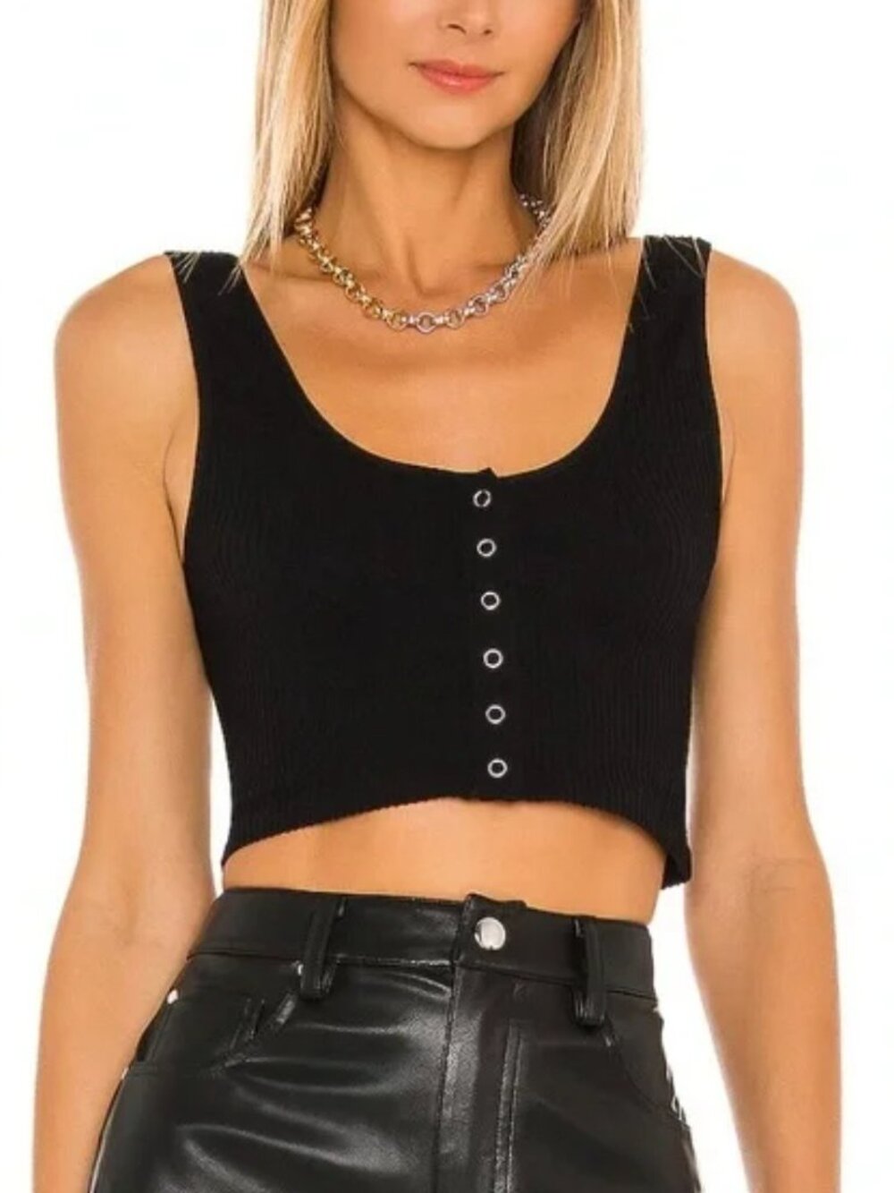 Revolve Free People Hailey’s Henley Tank in Black Size XS/S